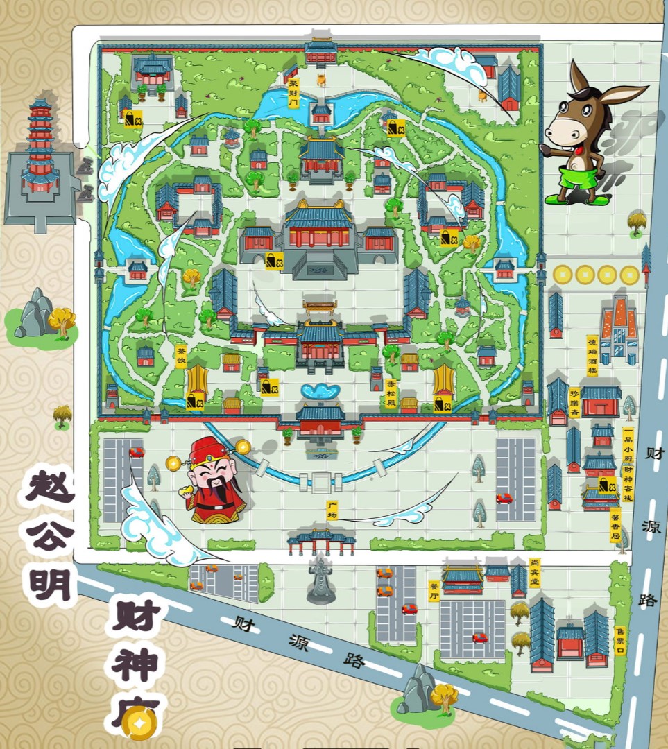 故城寺庙类手绘地图